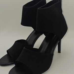 Black Womens Peep‎ Toe Sandals Unbranded Size 7.5 Pull On